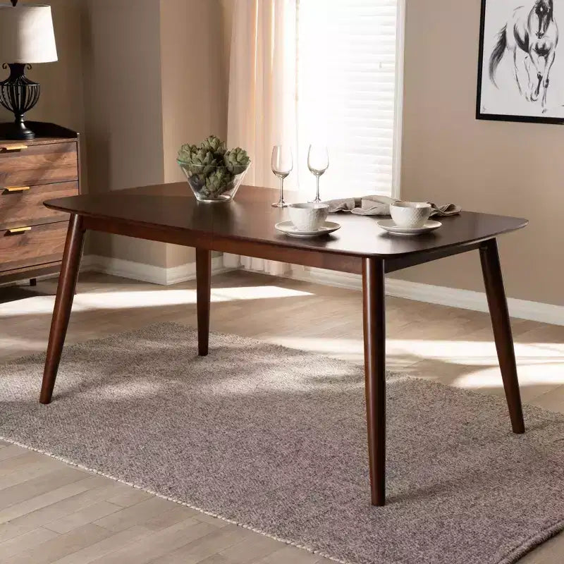 Edna Wood Dining Table Walnut - Baxton Studio