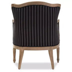 Fauteuil d'appoint Charlemagne à rayures bleues traditionnelles françaises - Baxton Studio : revêtement en coton, cadre en bois de cèdre, aucun assemblage requis