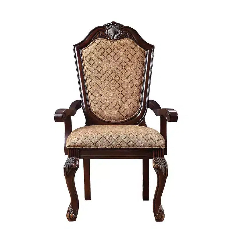 Chateau De Ville Chaises d'appoint 29" Tissu et Espresso - Acme Furniture: Fauteuil de salle à manger de luxe, pieds Queen Anne