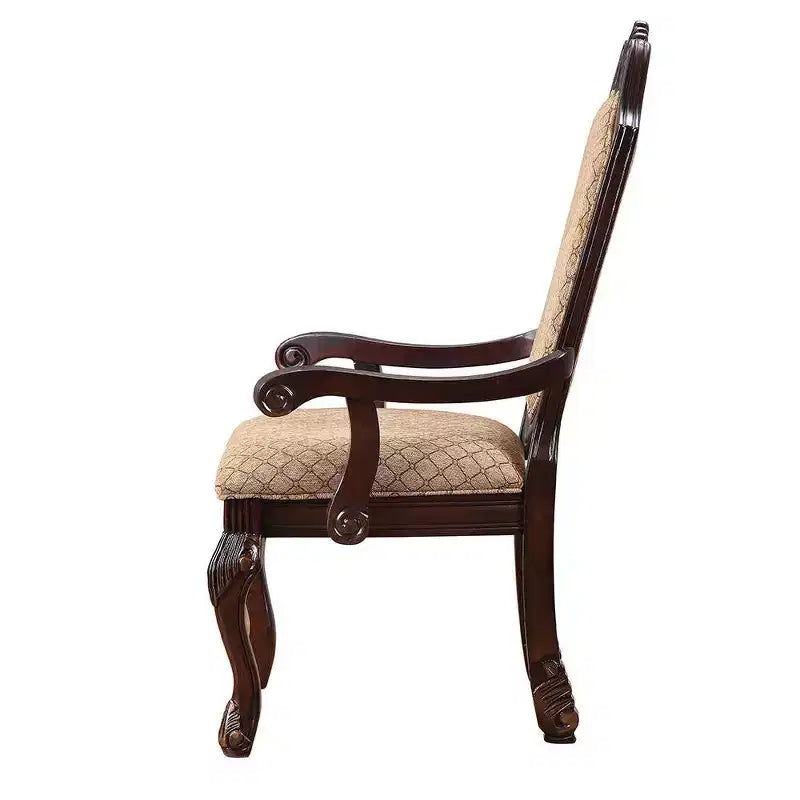 Chateau De Ville Chaises d'appoint 29" Tissu et Espresso - Acme Furniture: Fauteuil de salle à manger de luxe, pieds Queen Anne