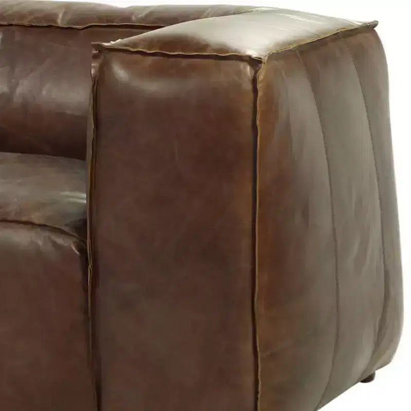 Canapés Brancaster 98 po en cuir pleine fleur marron rétro – Acme Furniture : Style vintage, accents en aluminium, 5 places