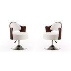 Manhattan Comfort Set of 2 Bopper Faux Leather Adjustable Height Swivel Accent Chairs White: Chrome-Plated, Easy Clean