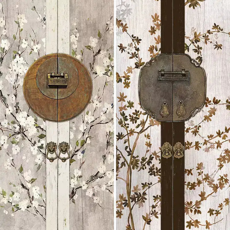 6" Double Sided Asian Lock Canvas Room Divider White - Oriental Furniture