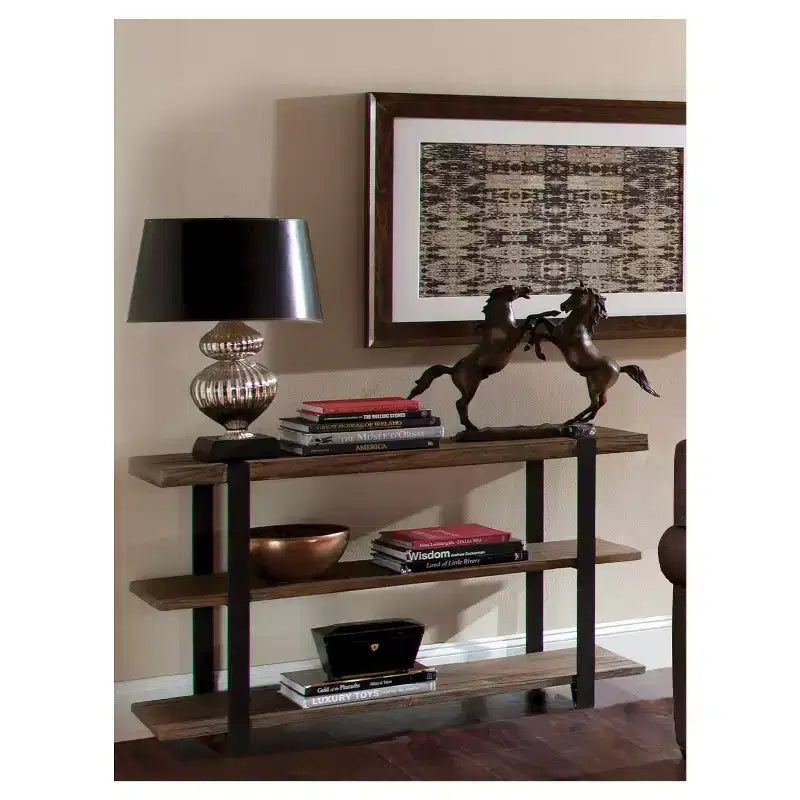 Modesto Wide TV Stand: Rustic Media Console with Fixed Shelves - Alaterre Furniture