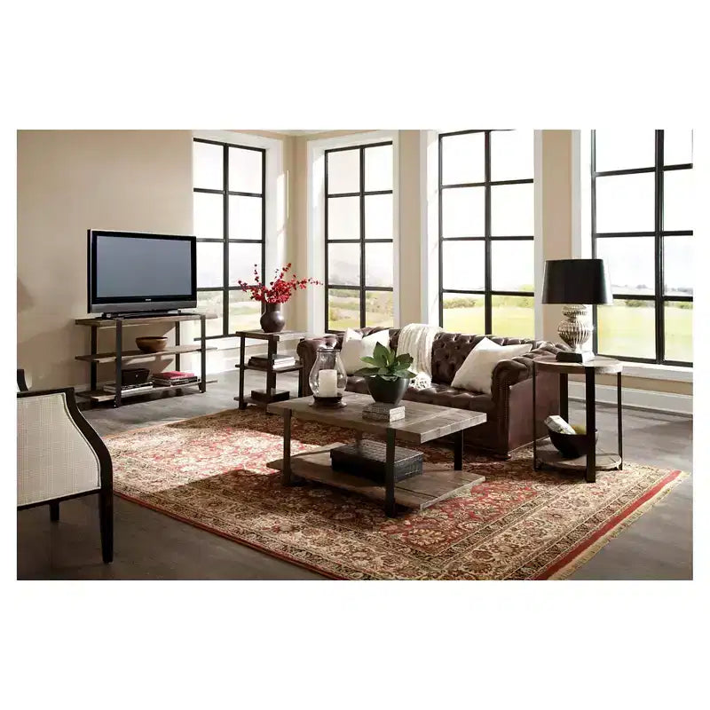 Modesto Wide TV Stand: Rustic Media Console with Fixed Shelves - Alaterre Furniture