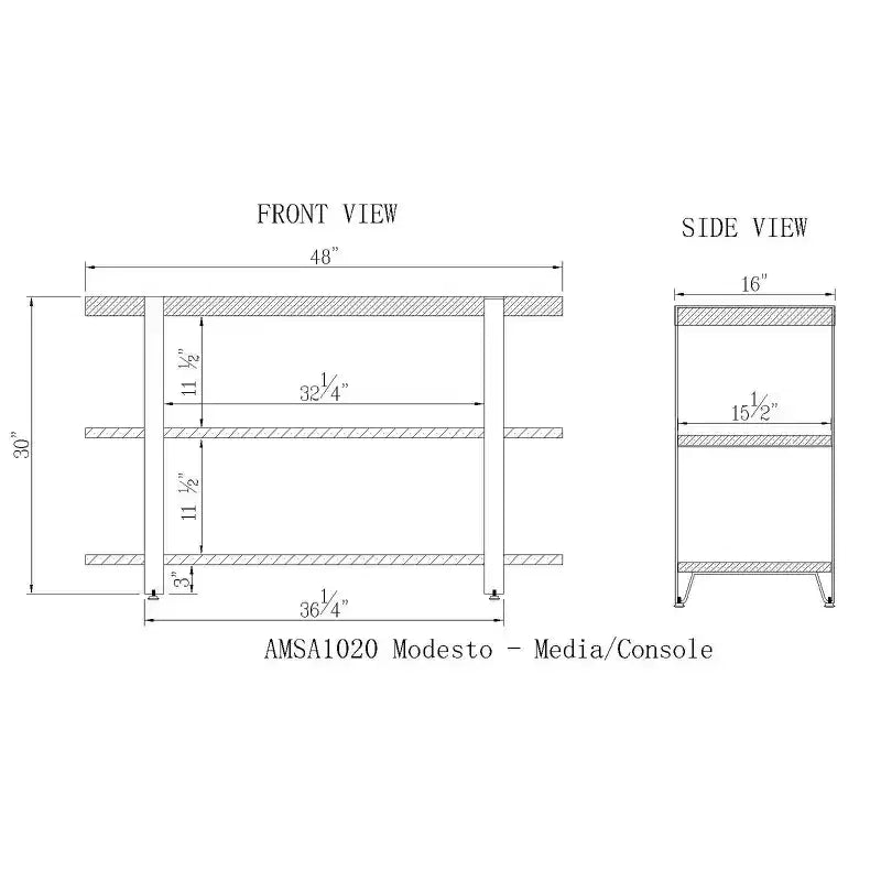 Modesto Wide TV Stand: Rustic Media Console with Fixed Shelves - Alaterre Furniture