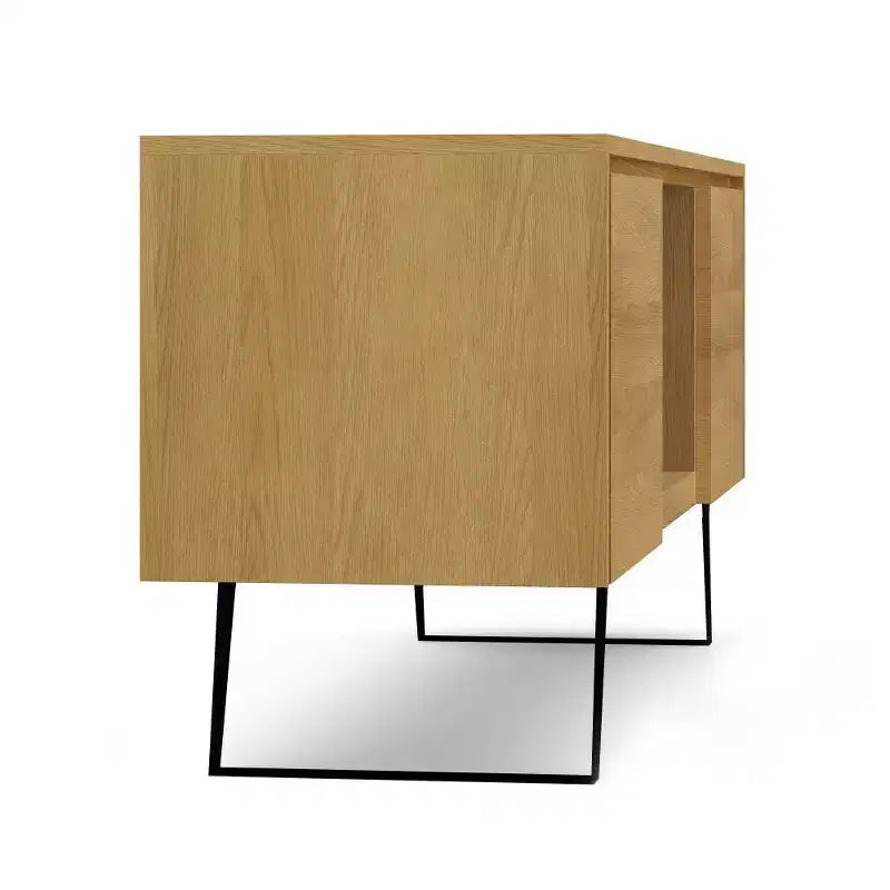 Mitchell TV Stand for TVs up to 70" Oak - WyndenHall: Solid Wood, Metal Legs, Media Credenza