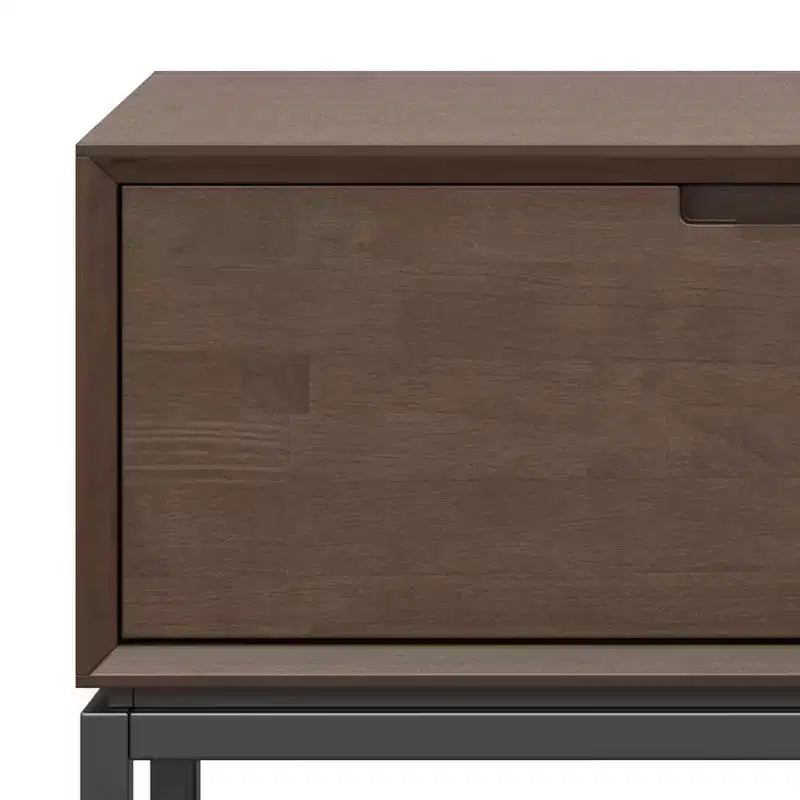 WyndenHall Devlin 72" Low TV Stand for TVs up to 80" Walnut Brown: Modern Media Console with Storage