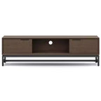 WyndenHall Devlin 72" Low TV Stand for TVs up to 80" Walnut Brown: Modern Media Console with Storage