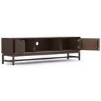 WyndenHall Devlin 72" Low TV Stand for TVs up to 80" Walnut Brown: Modern Media Console with Storage