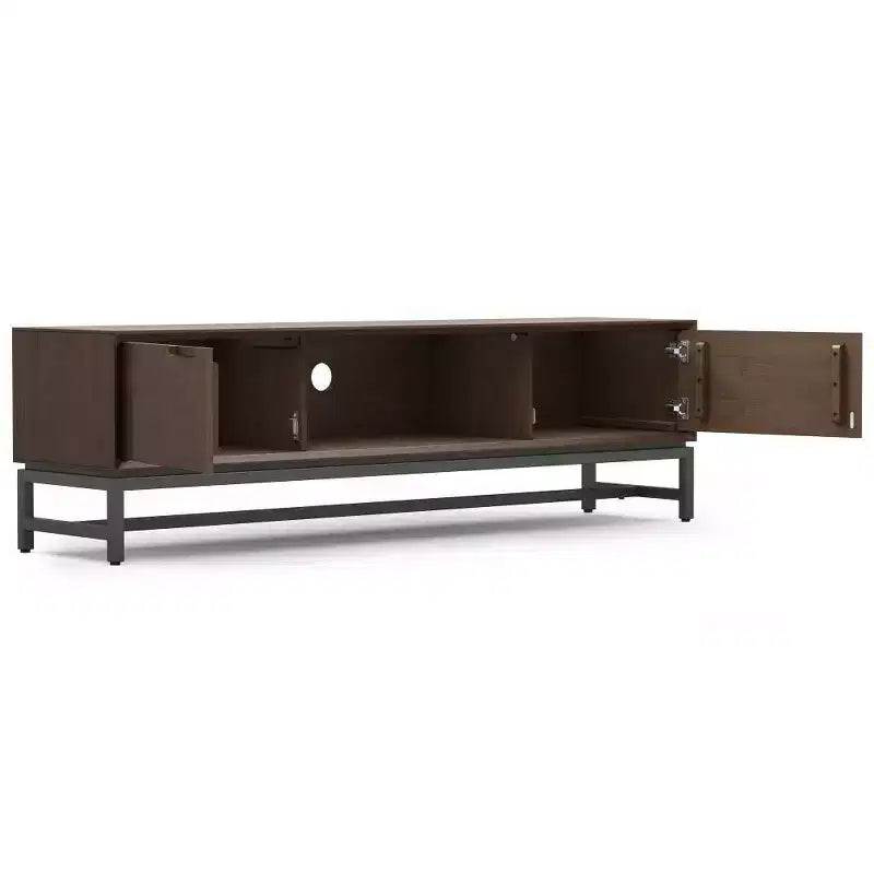 WyndenHall Devlin 72" Low TV Stand for TVs up to 80" Walnut Brown: Modern Media Console with Storage