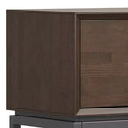WyndenHall Devlin 72" Low TV Stand for TVs up to 80" Walnut Brown: Modern Media Console with Storage