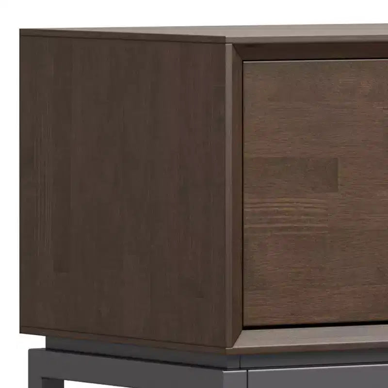 WyndenHall Devlin 72" Low TV Stand for TVs up to 80" Walnut Brown: Modern Media Console with Storage