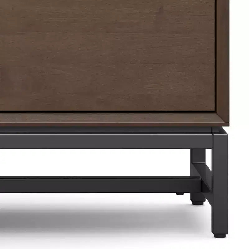 WyndenHall Devlin 72" Low TV Stand for TVs up to 80" Walnut Brown: Modern Media Console with Storage