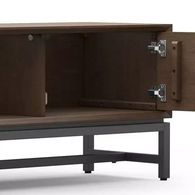 WyndenHall Devlin 72" Low TV Stand for TVs up to 80" Walnut Brown: Modern Media Console with Storage