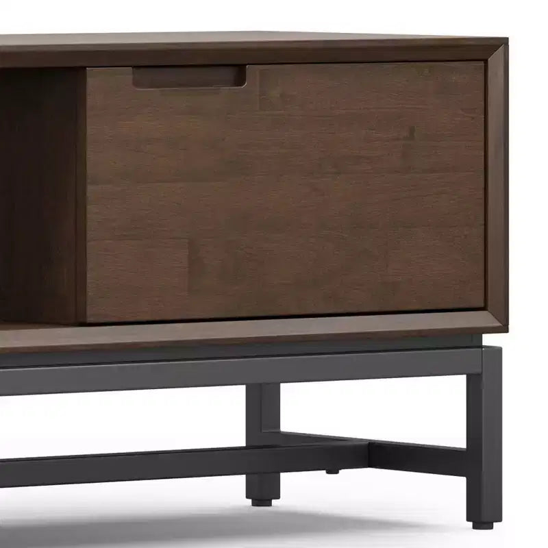 WyndenHall Devlin 72" Low TV Stand for TVs up to 80" Walnut Brown: Modern Media Console with Storage