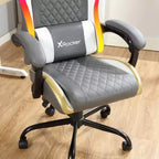 X Rocker RGB LED Extra Comfort Ergonomic PC Gaming Chair Gray/White/Gold