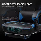 Chaise de jeu LUCKRACER avec repose-pieds, chaise de bureau à dossier haut, chaise de bureau, bleue