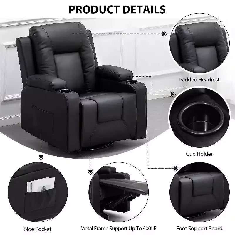Bonded PU Leather Recliner Loveseat - COMHOMA