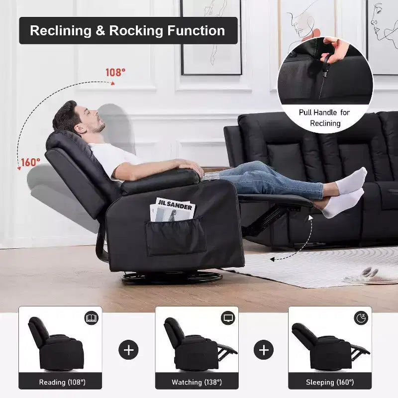 Bonded PU Leather Recliner Loveseat - COMHOMA