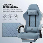 GTPLAYER Gaming Chair Fabric Office Chair with Linkage Armrests Computer Chair Light Blue