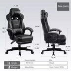 Chaise de jeu LUCKRACER avec repose-pieds, chaise de bureau à dossier haut, gris