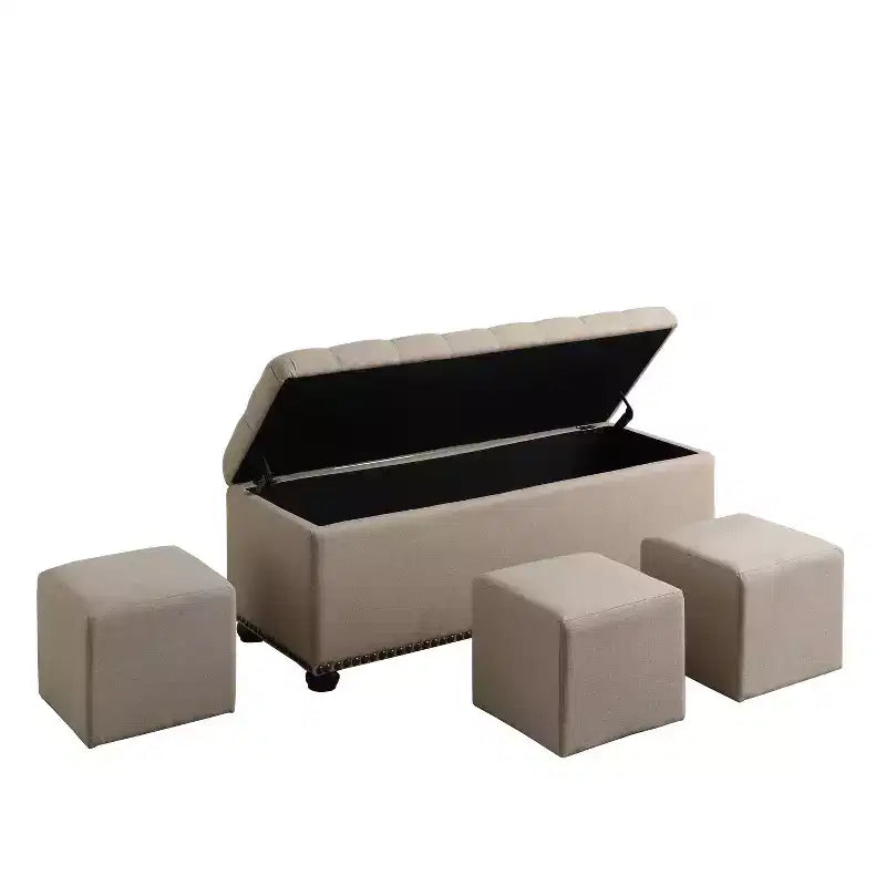 Banc de rangement à 3 places beige-buff - Ore International