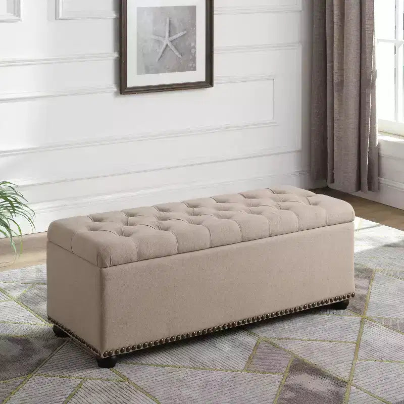 Banc de rangement à 3 places beige-buff - Ore International