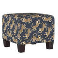 Skyline Furniture Annie Square Ottoman Navy Leopard Print: Contemporary Upholstered Seat, Metal & Wood Frame, 250 lb Capacity