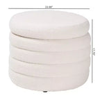 Tabitha Pouf de rangement rembourré en tissu bouclette ivoire - Baxton Studio : Rond contemporain, aucun assemblage requis