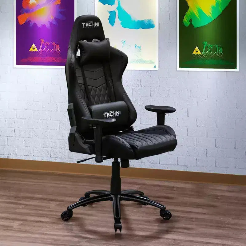 Ts-5100 Chaise de jeu vidéo ergonomique à dossier haut style course - Techni Sport : Pivotante, réglable