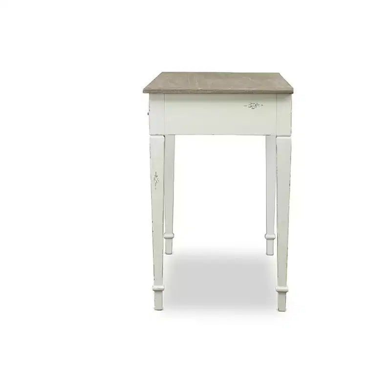 Dauphine Bureau d'écriture traditionnel français avec accent blanc/marron clair - Baxton Studio : Style fermier, étagère de rangement