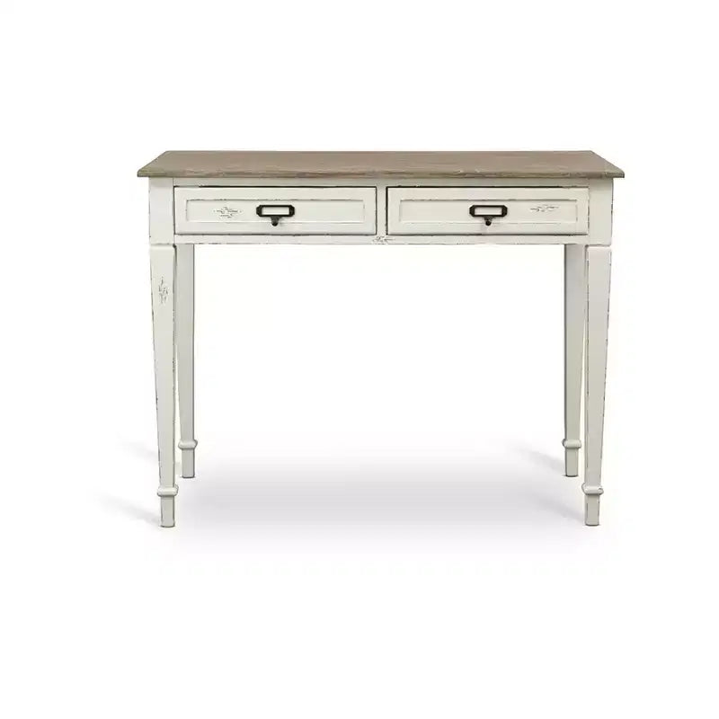 Dauphine Bureau d'écriture traditionnel français avec accent blanc/marron clair - Baxton Studio : Style fermier, étagère de rangement