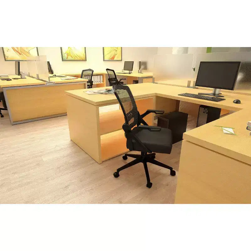 Chaise de bureau pivotante en maille noire - Boss Office Products : pneumatique, pivotante, rembourrée, capacité de 125 kg