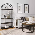 Nathan James 72" Haven 5 Shelves Arch Bookshelf Black Espresso