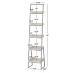 Lifestorey 73" Estanier 5 Tier Ladder Shelf Natural/Black