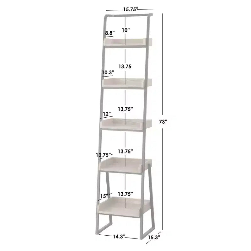 Lifestorey 73" Estanier 5 Tier Ladder Shelf Natural/Black