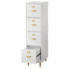 Buylateral Dixie 4 Drawer Filing Cabinet White: Gold-Tone Hardware, MDF, Space-Saving Design