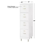 Buylateral Dixie 4 Drawer Filing Cabinet White: Gold-Tone Hardware, MDF, Space-Saving Design