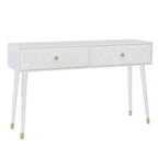 55.5" Geo Glam Console 2 Drawer with Gold Knobs Bright White - Linon: Entryway Narrow Storage, Modern Design