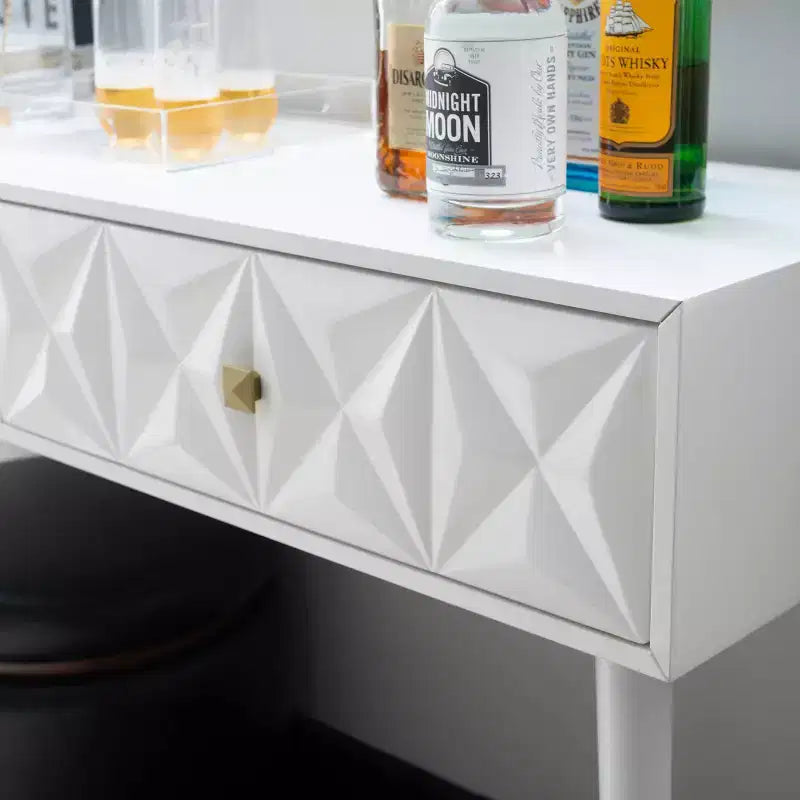 55.5" Geo Glam Console 2 Drawer with Gold Knobs Bright White - Linon: Entryway Narrow Storage, Modern Design