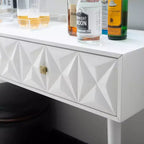 55.5" Geo Glam Console 2 Drawer with Gold Knobs Bright White - Linon: Entryway Narrow Storage, Modern Design