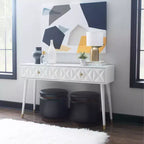 55.5" Geo Glam Console 2 Drawer with Gold Knobs Bright White - Linon: Entryway Narrow Storage, Modern Design