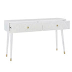 55.5" Geo Glam Console 2 Drawer with Gold Knobs Bright White - Linon: Entryway Narrow Storage, Modern Design