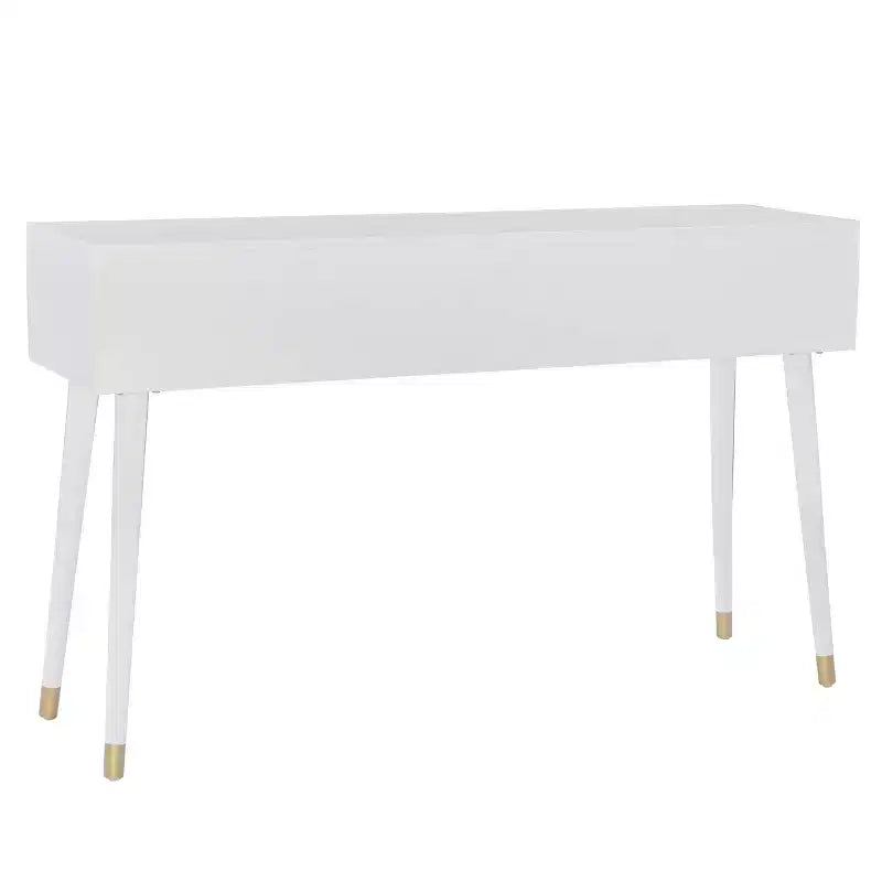 55.5" Geo Glam Console 2 Drawer with Gold Knobs Bright White - Linon: Entryway Narrow Storage, Modern Design