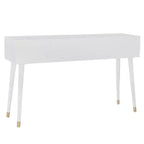 55.5" Geo Glam Console 2 Drawer with Gold Knobs Bright White - Linon: Entryway Narrow Storage, Modern Design