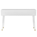 55.5" Geo Glam Console 2 Drawer with Gold Knobs Bright White - Linon: Entryway Narrow Storage, Modern Design