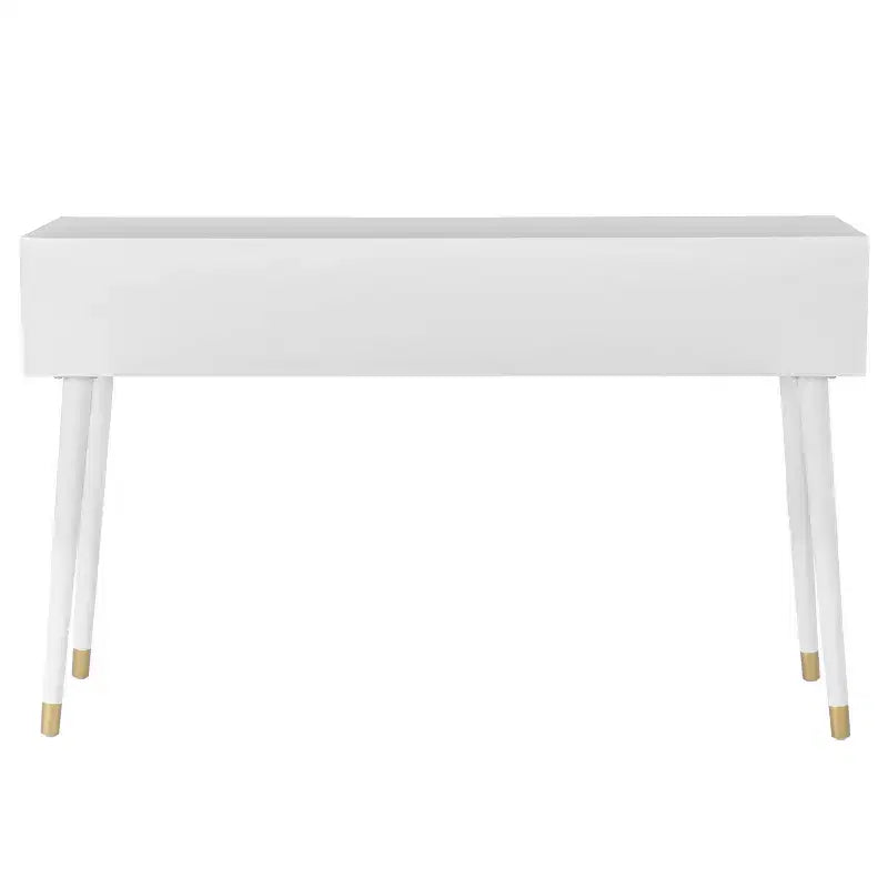 55.5" Geo Glam Console 2 Drawer with Gold Knobs Bright White - Linon: Entryway Narrow Storage, Modern Design