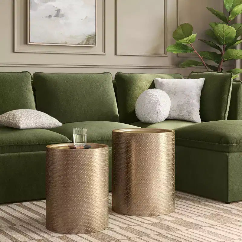 Manila Side Tables - Threshold™: Gold-Tone Metal, Hand-Carved, No Assembly Required