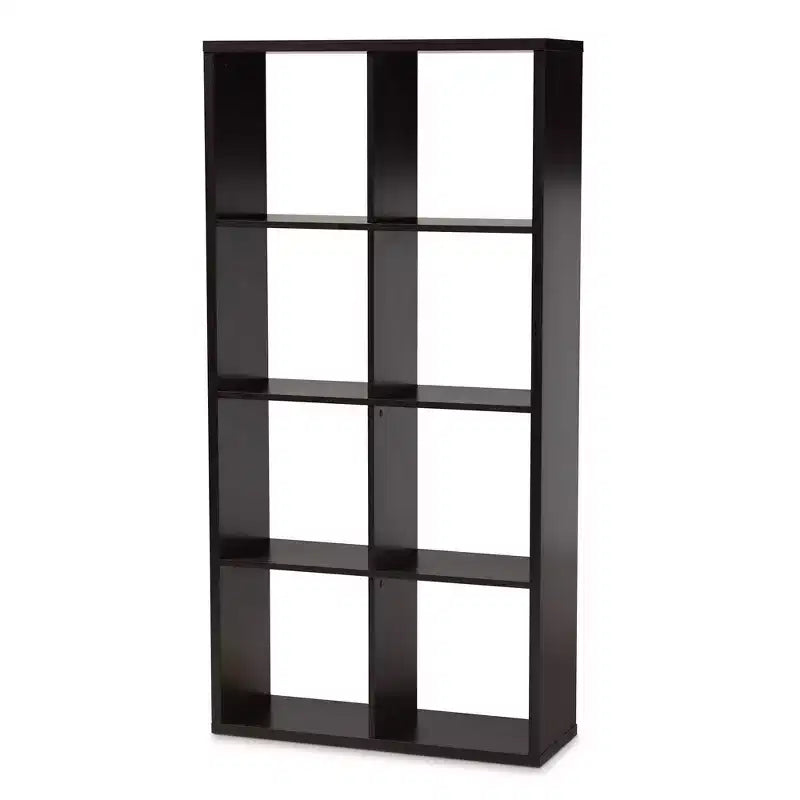Janne 8 Cube Multipurpose Storage Shelf Dark Brown - Baxton Studio: Mid-Century Modern Cubby Organizer, Particle Board Frame